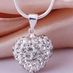 Crystal Heart Pendant - White